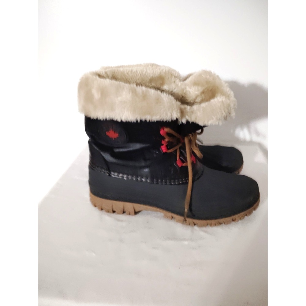Cougar Storm Women 9W Waterproof Winter Snow Boots Black Brown Faux Fur Lace Up